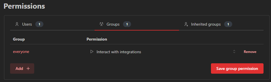 Per-integration access for users and groups